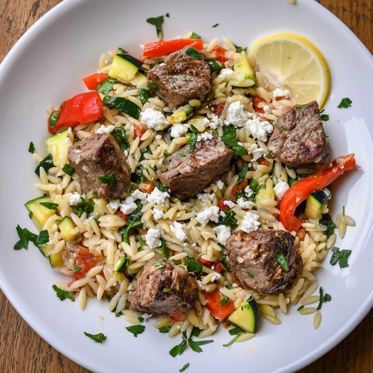 Tender lamb and orzo simmered in a rich tomato sauce, this Smoky Mediterranean Lamb supper is delicious.