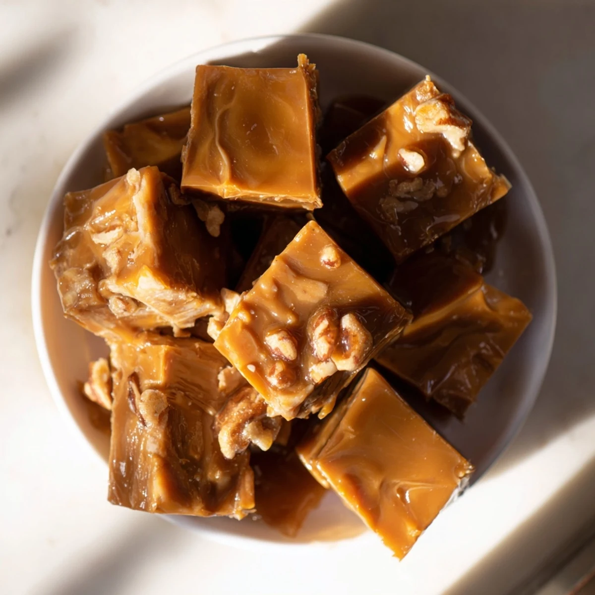 Warm Weekend Cabin-Style Sticky Toffee Pudding drizzled with shimmering, glossy toffee sauce.