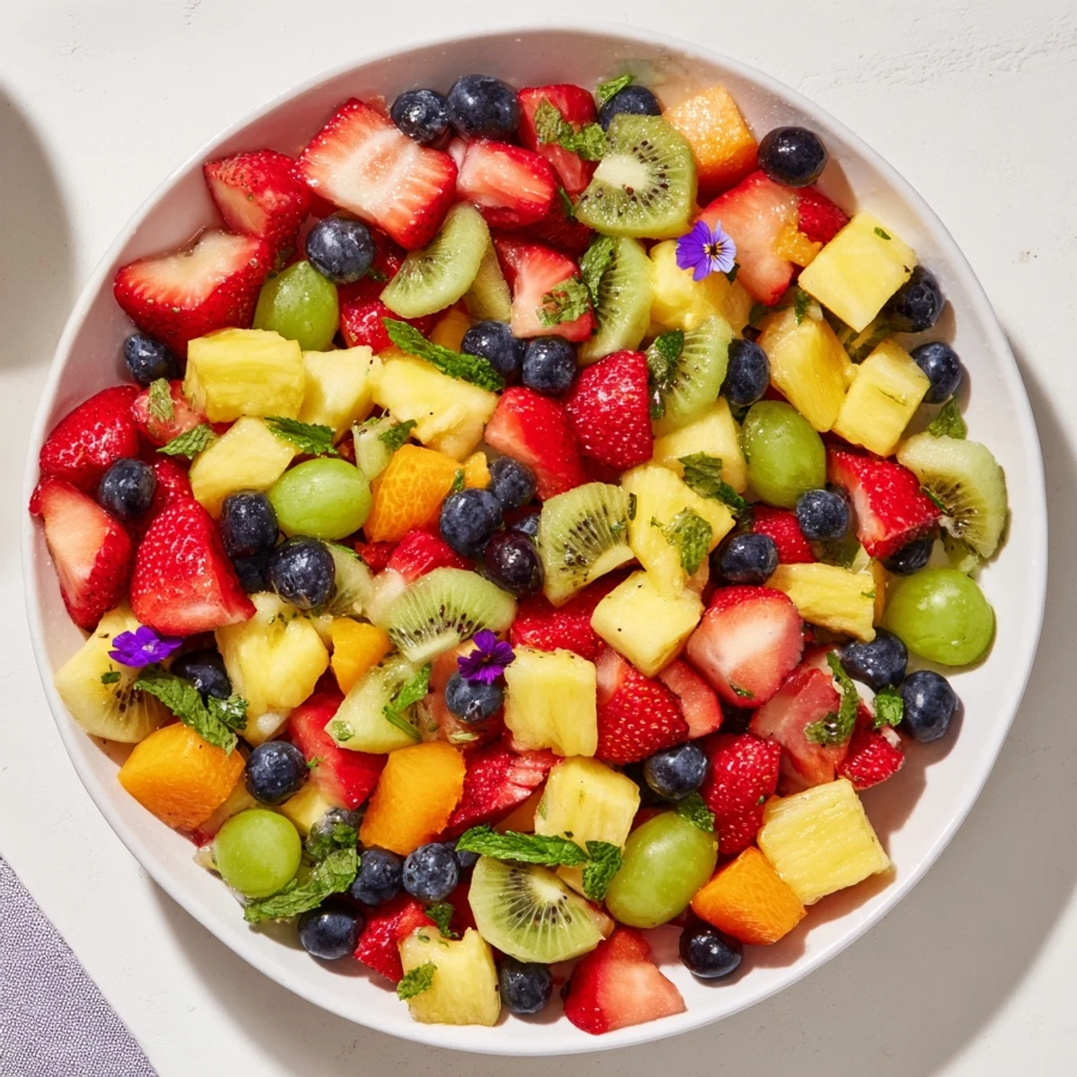 Vibrant Festive Bow Fruit Medley, a colorful blend of fresh fruits, chilled and ready to serve.