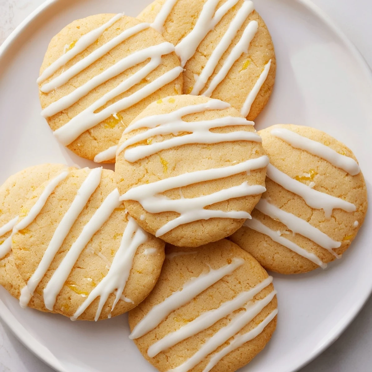 Golden Holiday Cookies with Icing Drizzle, drizzled with festive colors and ready to enjoy at a party.