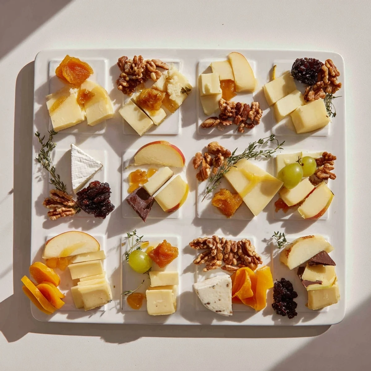 This beautiful Twelve Days of Cheese Board presents a fun assortment, perfect for holiday entertaining with flavors.