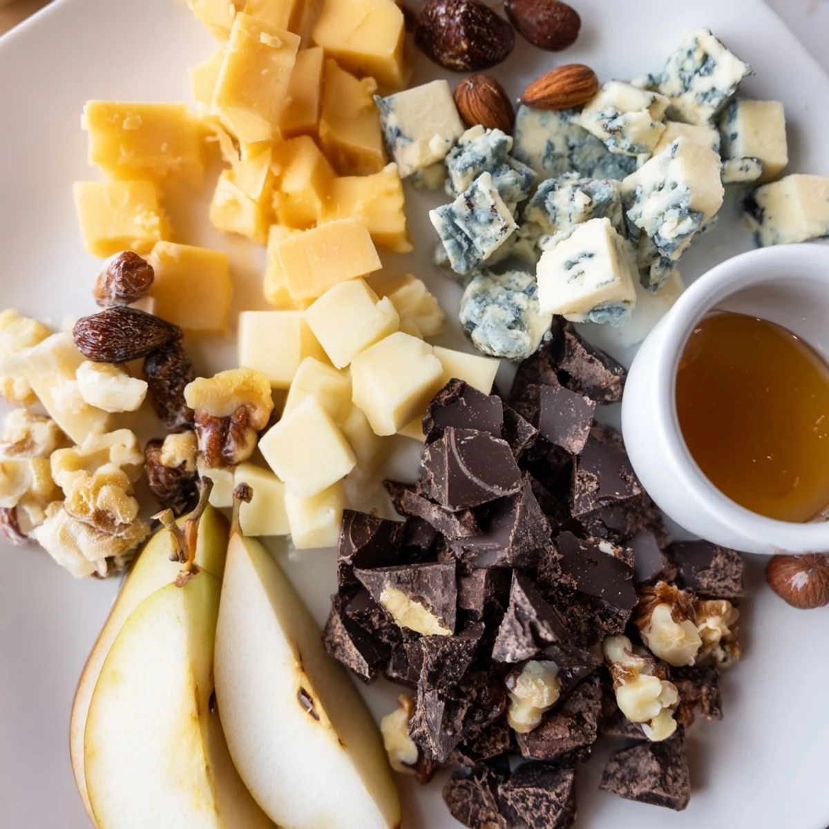 Indulge in Fireside Comfort & Cocoa, a hearty snack platter with rich chocolate and fruit.