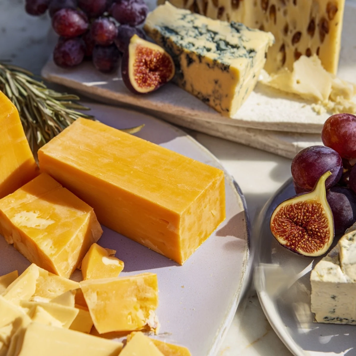 This The Final Curtain appetizer board boasts colorful fruits, nutty almond clusters, and rich cheeses.