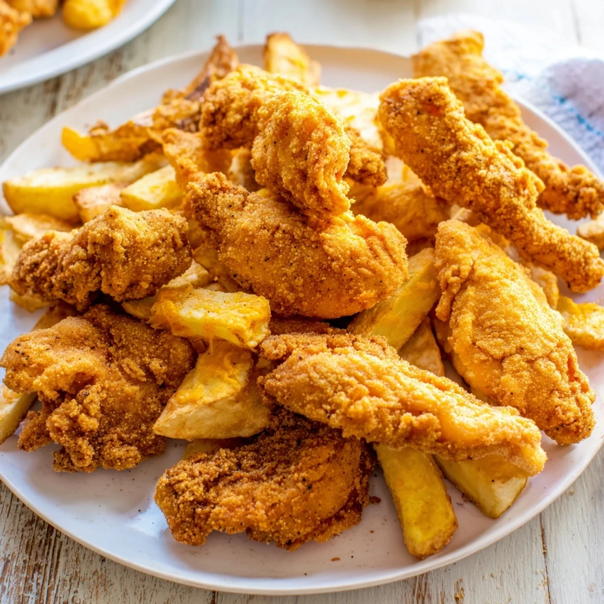 Golden-brown crispy onion chip chicken tenders, perfect for dipping in your favorite sauce.