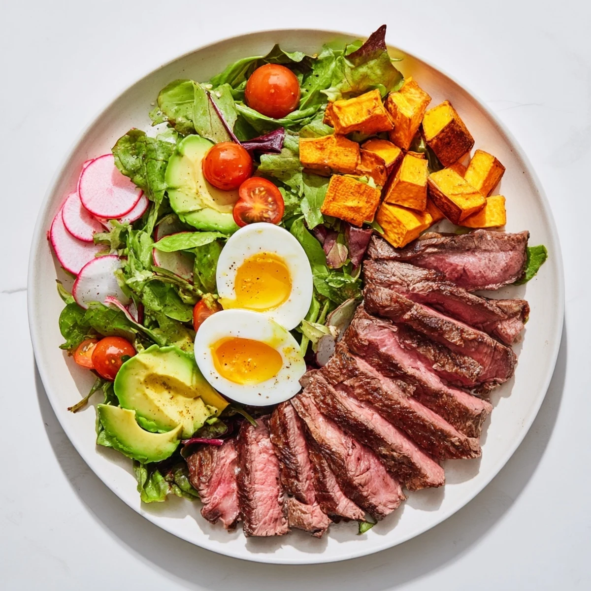 The High-Protein Beef Avocado Bowl showcases vibrant colors and textures, a perfectly balanced meal ready to enjoy!