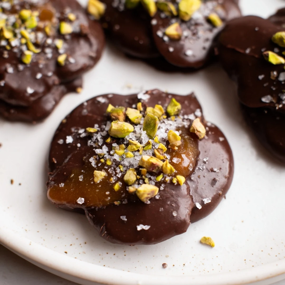 Dark chocolate pistachio salted caramel bark, a beautiful blend of sweet and salty flavors and textures.