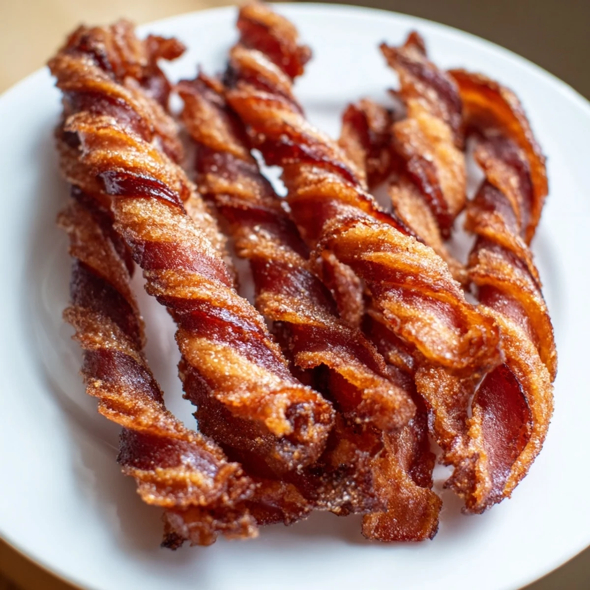 Savory spiced bacon twists with a sweet glaze, ideal as a snack or party appetizer.