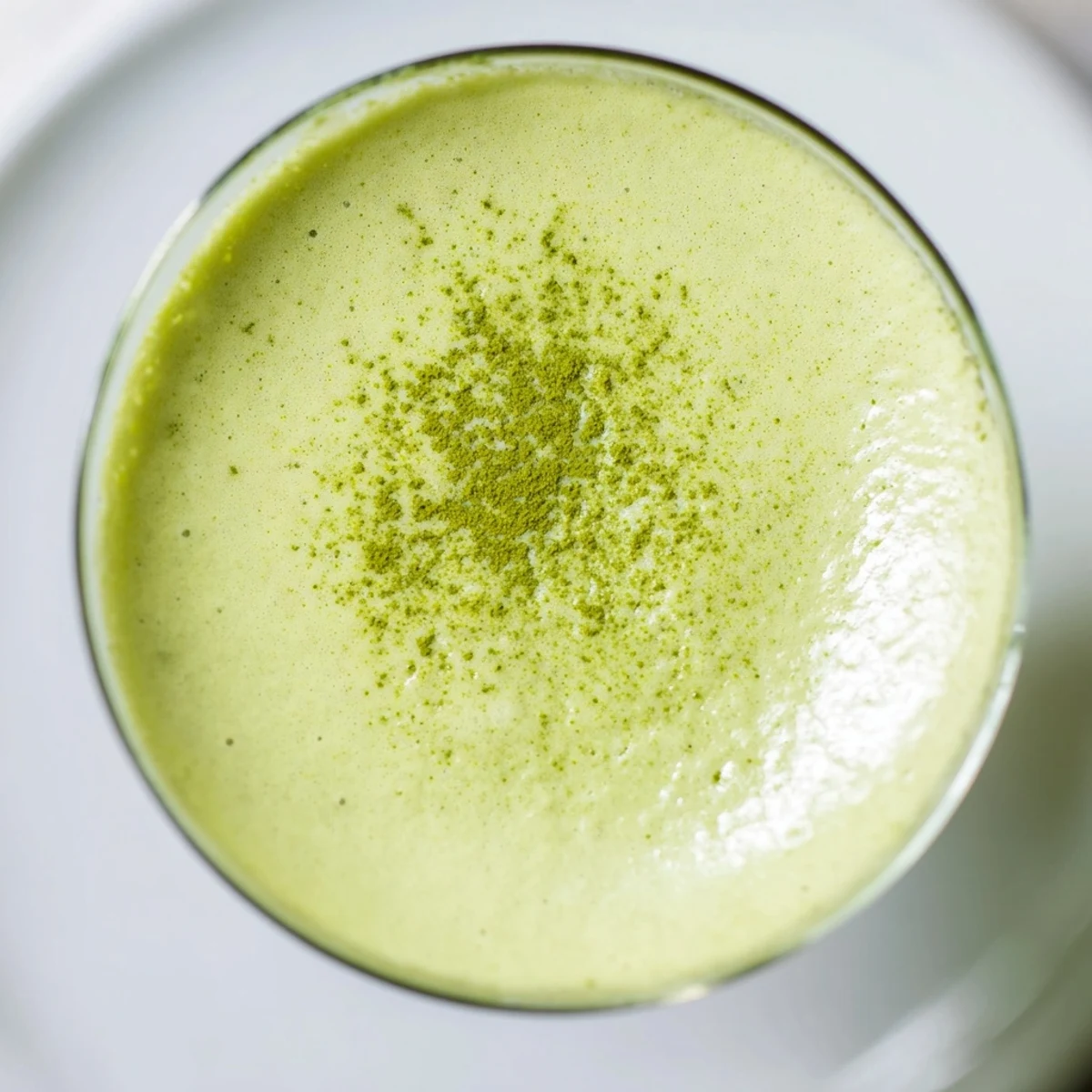 A creamy Matcha Martini cocktail in a martini glass, garnished with matcha powder and a rich, velvety texture perfect for sipping.