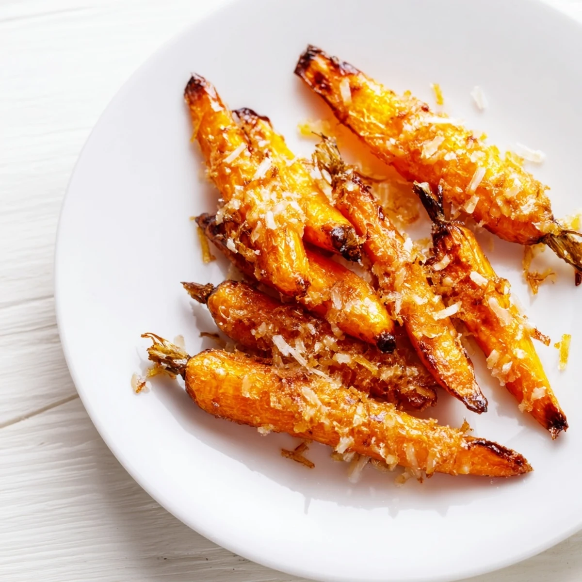 Sizzling Parmesan baby carrot chips just out of the oven, glistening with honey and ready for dipping or serving.