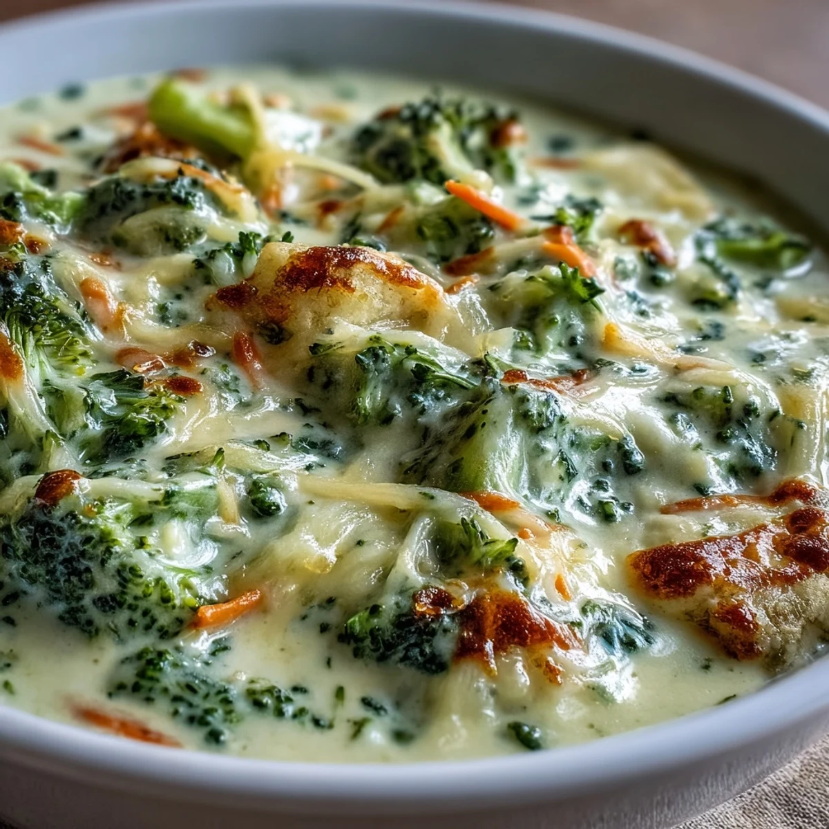 Creamy Broccoli Cheddar Soup in a rustic bowl, topped with extra cheddar and served with crusty bread.