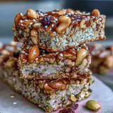 No-Bake Granola Energy Bars with oats, nuts, and dried fruit on a cutting board, ready for a healthy snack.