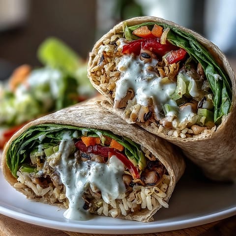 Freshly rolled Black-Eyed Pea Wraps filled with spinach, carrots, and red bell peppers on a whole wheat tortilla.