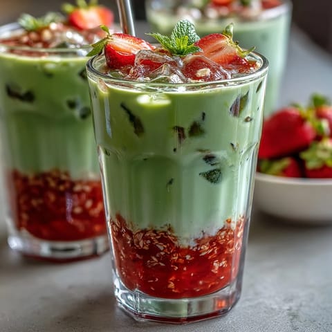 Strawberry Matcha Iced Latte