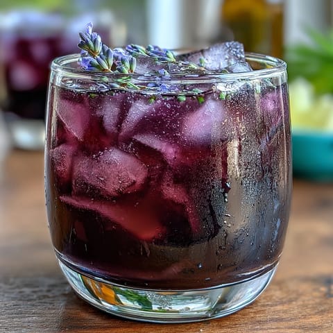 Refreshing purple lavender lemonade refresher with vibrant citrus and floral lavender aroma, perfect for summer gatherings.