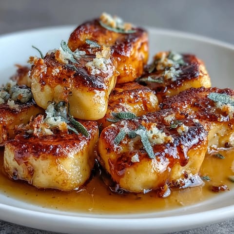 Pillowy potato gnocchi pan-fried in nutty brown butter with aromatic sage, topped with Parmesan for an elegant weeknight meal.  