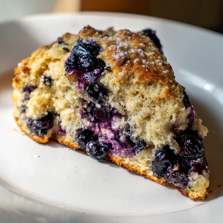 Picture fluffy Rustic Birch-Warm Blueberry Scones, dotted with juicy blueberries and dusted with coarse sugar.