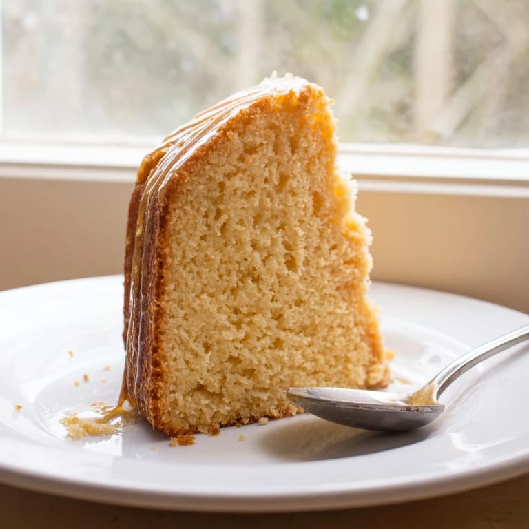 A golden-brown Soft Glow Golden Honey Pound Cake, fresh from the oven, offering a lovely aroma.