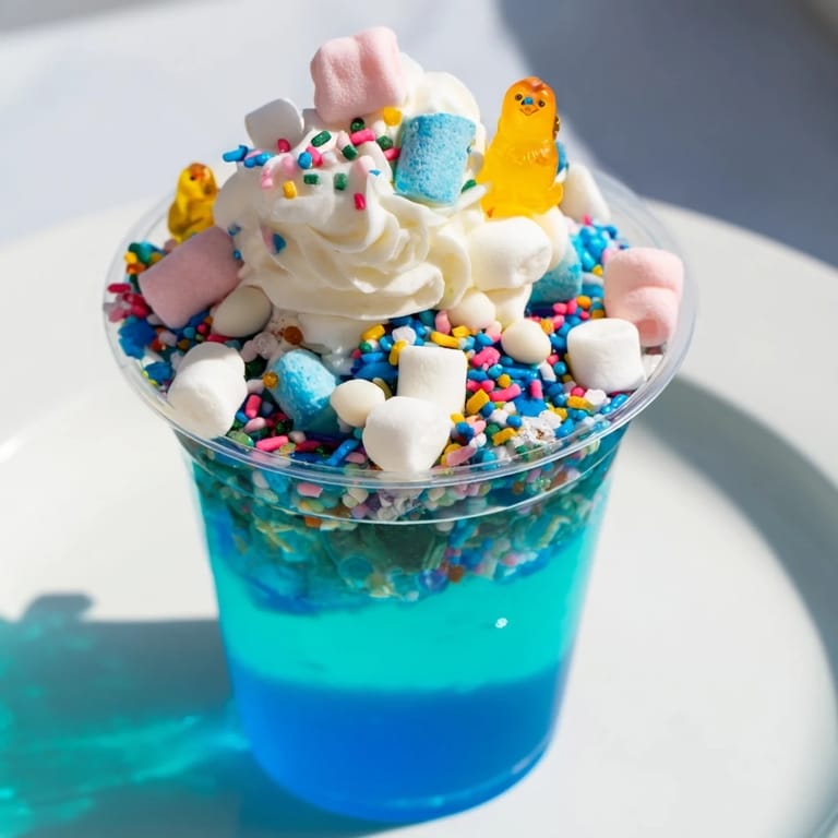 These bright Snow Globe Jello Cups sparkle with colorful sprinkles, perfect for a festive treat.