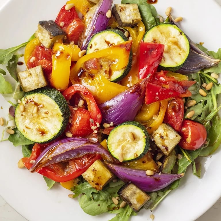This warm Mediterranean Roasted Vegetable Salad is bursting with fresh flavor and herbs.
