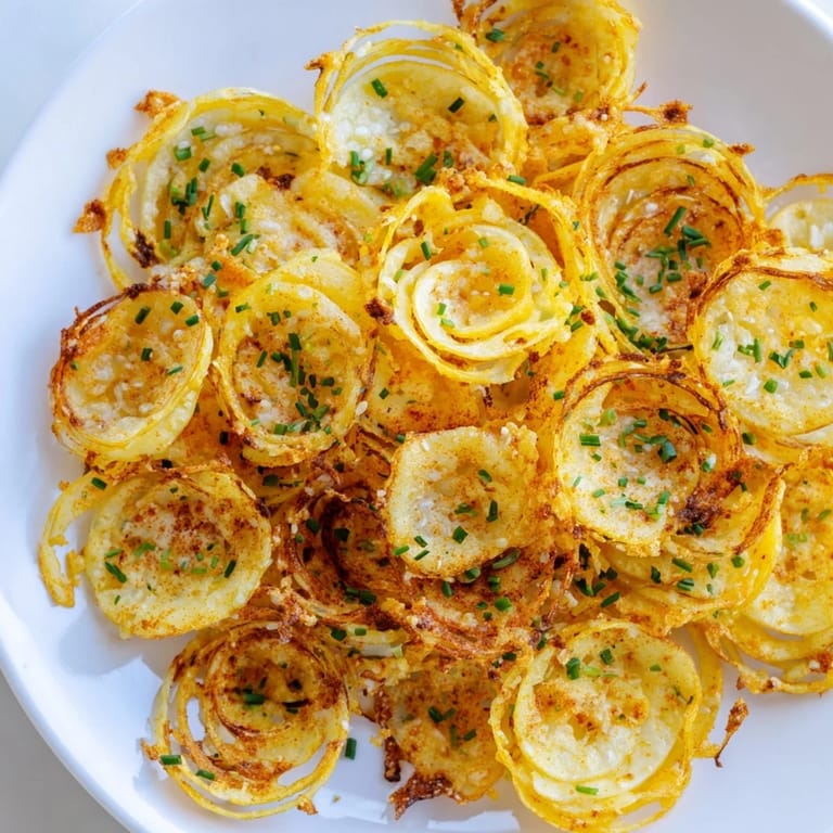 Freshly made crispy onion cheese chips, a delightful American appetizer with a satisfying crunch.