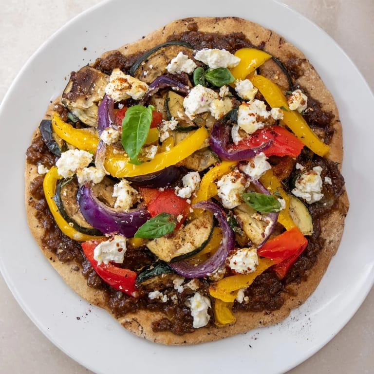 Mediterranean flavors abound in this delicious naan bread pizza, ready in under an hour.