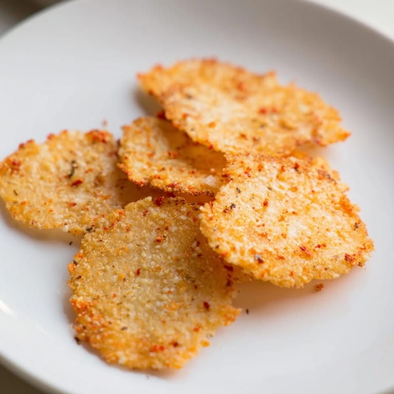 Enjoy Cottage Cheese Chips fresh from the oven, a perfect high-protein, vegetarian snack for any occasion.