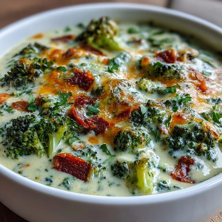 Homemade Broccoli Cheddar Soup in a white ceramic bowl, paired with a slice of toasted bread for dipping.