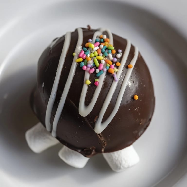 These decadent Hot Chocolate Bombs with marshmallows and cocoa powder waiting to be melted into warm milk.  