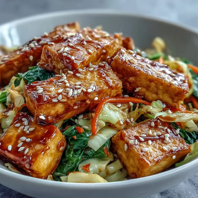 A steaming bowl of Tofu Egg Roll in a Bowl, garnished with green onions and sesame seeds, ready for a healthy dinner.