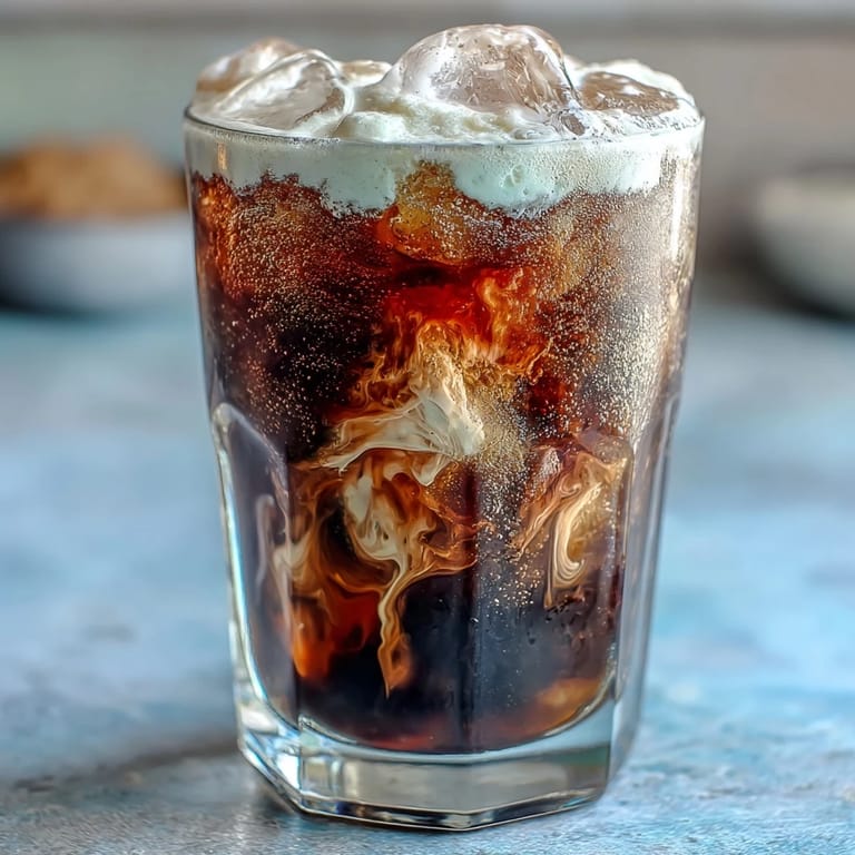 Chilled Midnight Malibu Dirty Soda with marbled blackberry syrup and a refreshing straw.