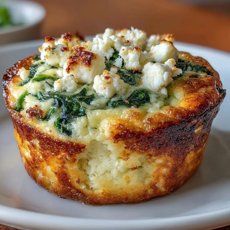 Protein-rich low-carb egg muffins filled with fresh spinach and creamy feta for a healthy breakfast.  
