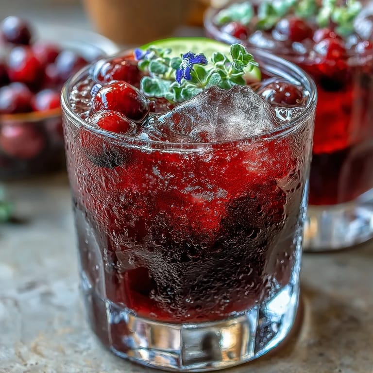 Elegant black currant gin cocktail featuring deep berry flavor, fresh lime, and delicate floral garnish.