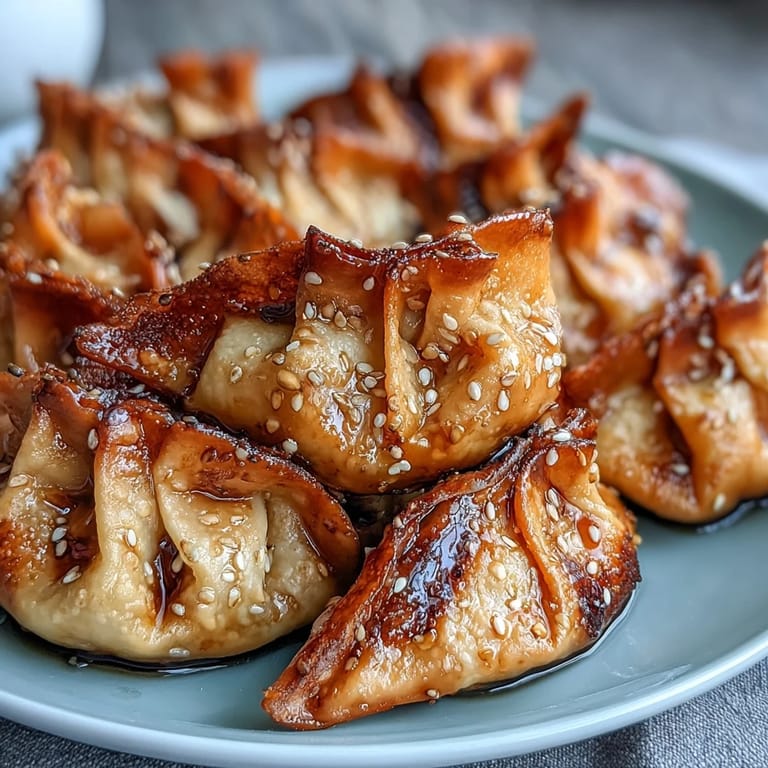 Tender chicken dumplings cooked to perfection in the air fryer, served with a fragrant sesame soy dipping sauce.  