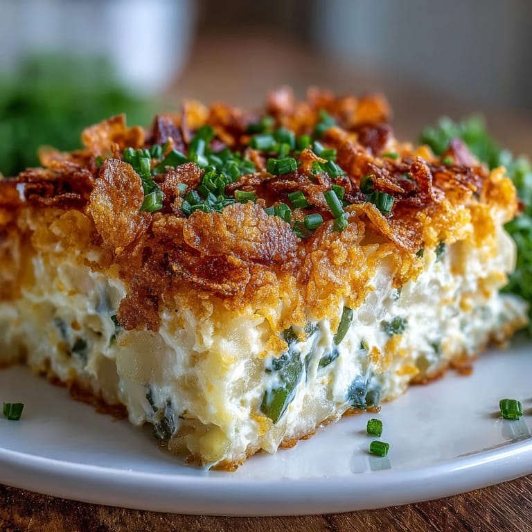 Creamy funeral potatoes with sharp cheddar and spicy jalapeños, baked until bubbly and golden brown.