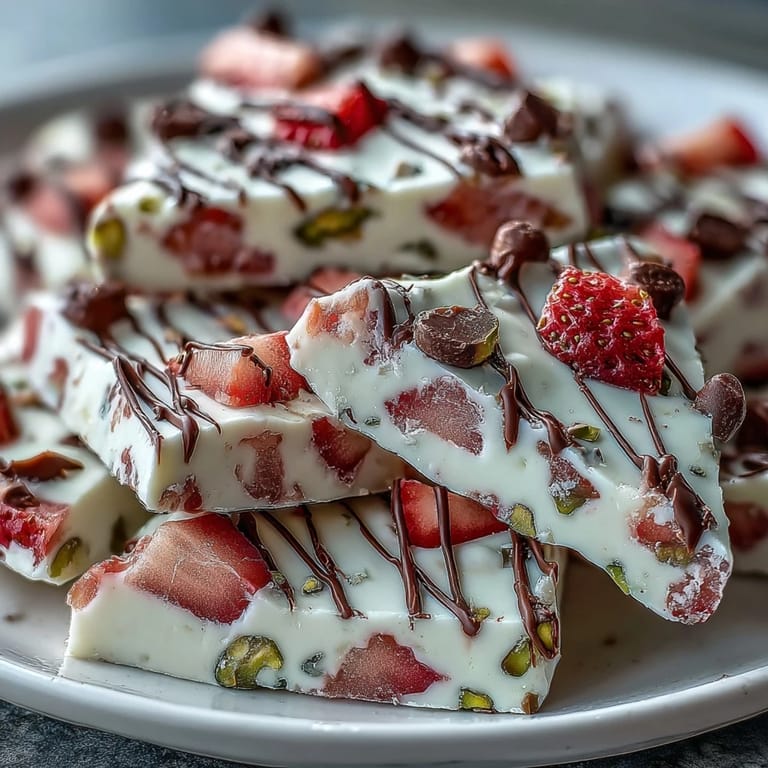 A festive Valentine dessert featuring Greek yogurt, sliced strawberries, and pistachios, perfect for sharing with loved ones.  