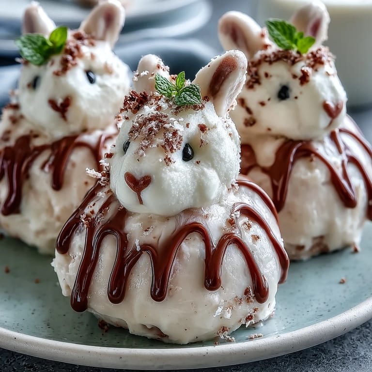 Sweet strawberry treats decorated as bunnies with white chocolate coating and candy eyes.