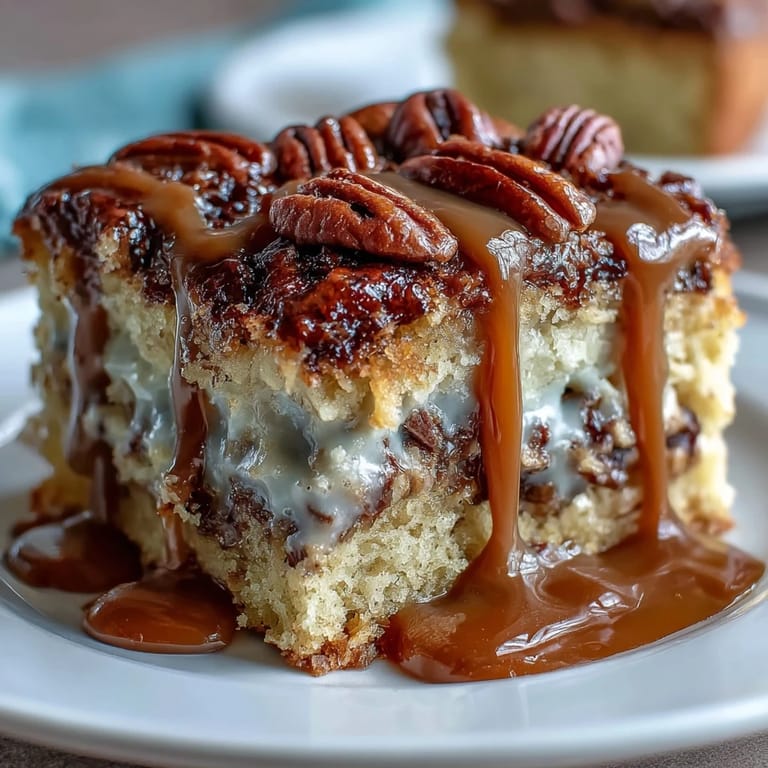 Gooey pecan pie bars baked in a 9x13-inch pan, buttery brown sugar crust beneath a rich, nutty topping.