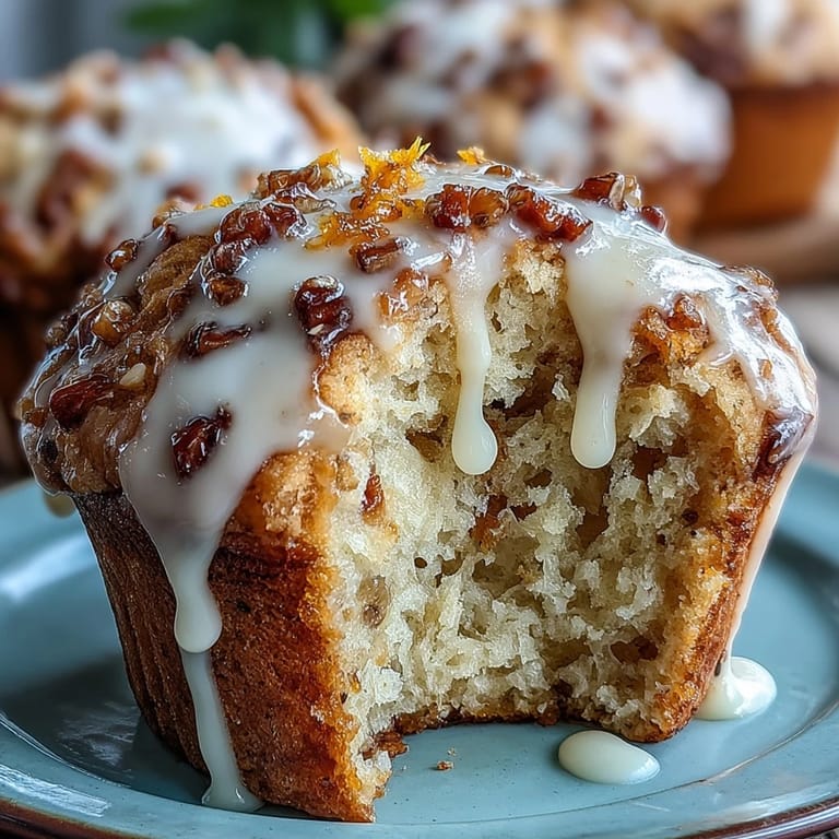 Golden lemon muffins bursting with poppy seeds and drizzled with tangy citrus glaze, a delightful addition to any breakfast table.