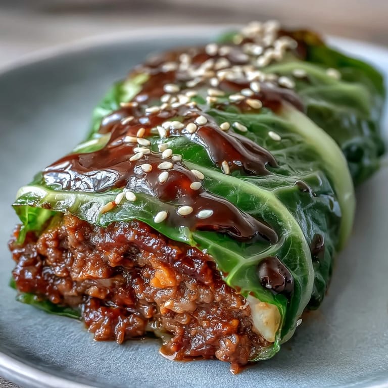 Flavorful Korean cabbage rolls filled with gochujang beef, gently steamed and served with zesty dipping sauce.